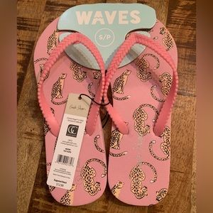 Charlie Paige Pink Cheetah Flip Flop Braided Look Thong Size Small